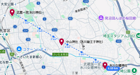 さいたま氷川三社マップ