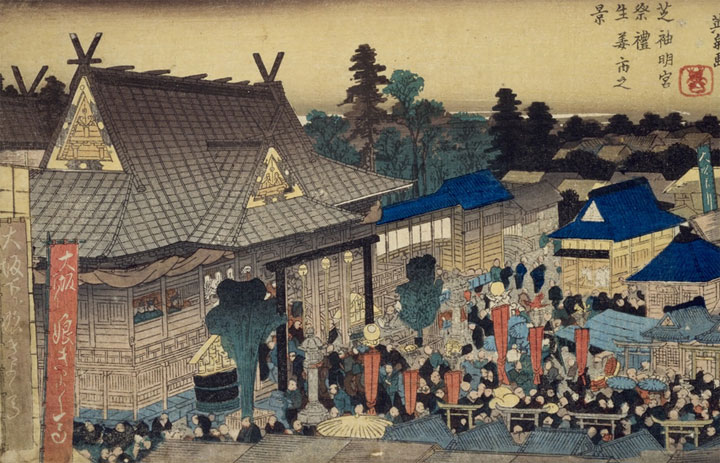 英泉『芝神明宮祭礼生姜市之景』. 国立国会図書館デジタルコレクション https://dl.ndl.go.jp/pid/1301972 (参照 2026-04-27)