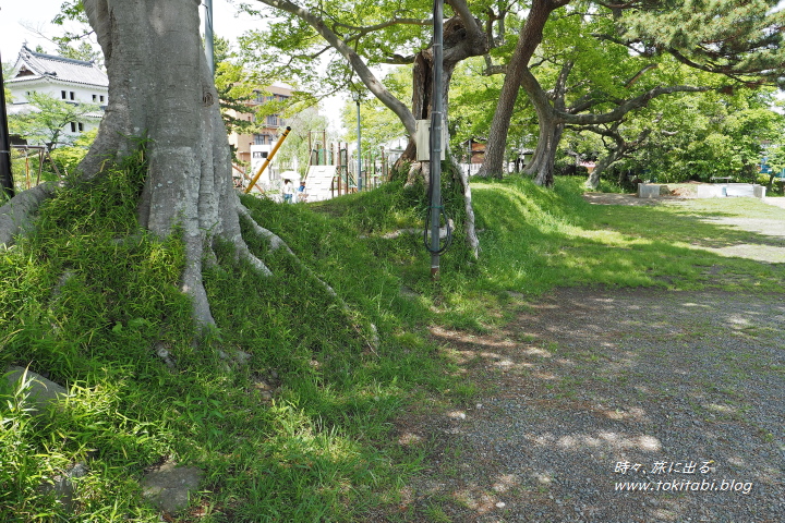 土浦城跡　二の丸跡の土塁（茨城県土浦市）